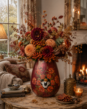 Vaas Moineau & Dahlias